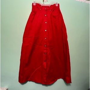 Elegant Red Button-Down Skirt